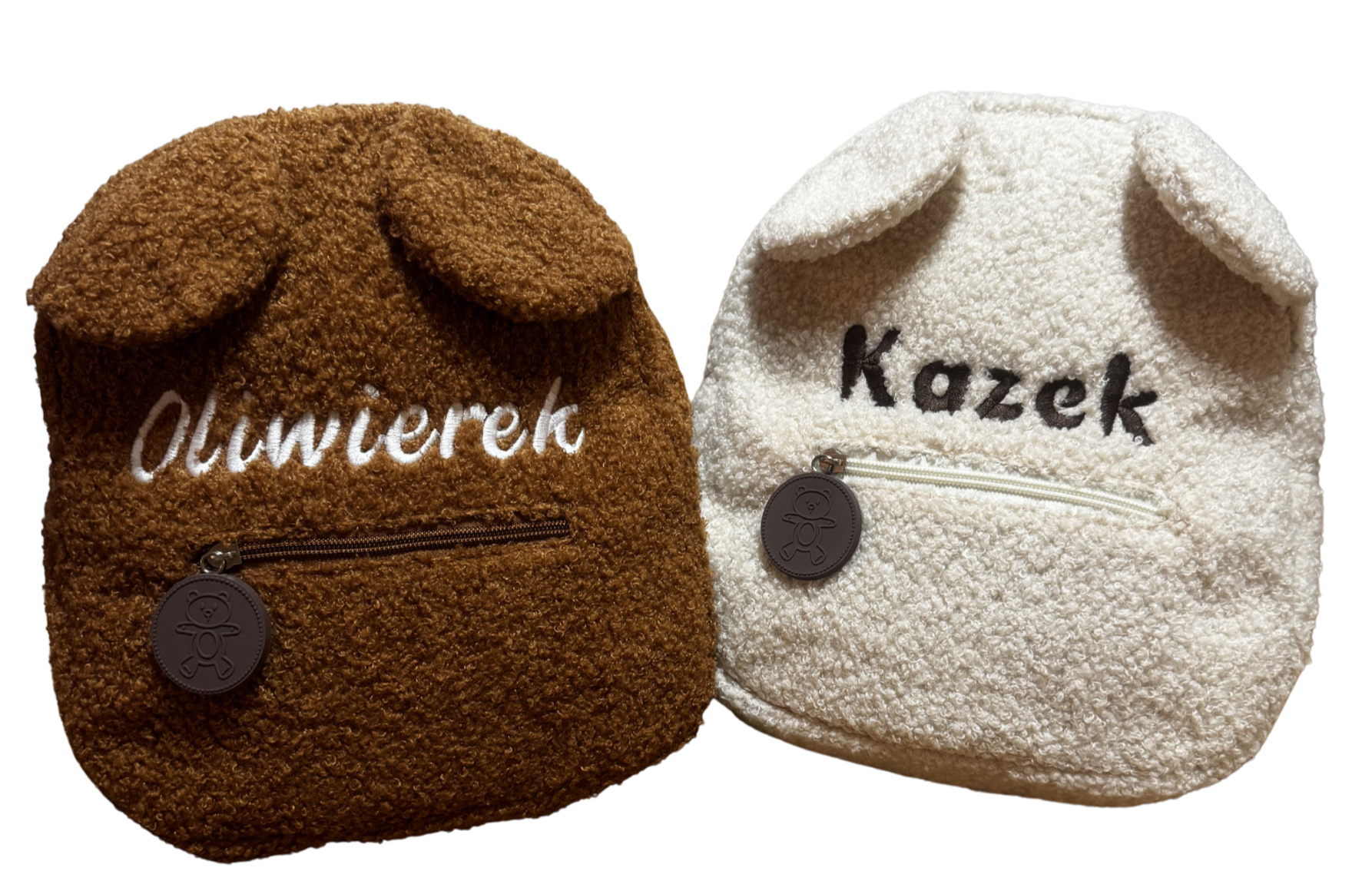 Puszysty, personalizowany imieniem plecak z uszkami
